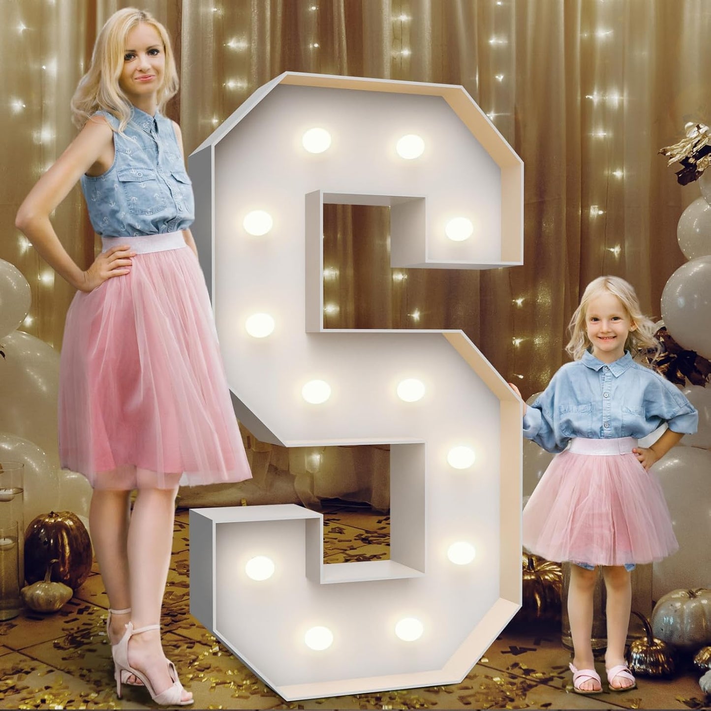 4FT Marquee Light Up Letters S,Party Decoration Large Marquee Light Up Letters with Weighted Water Bag,Pre-cut Foam Board Set Can Be Used for Birthdays,Weddings,Baby Anniversaries