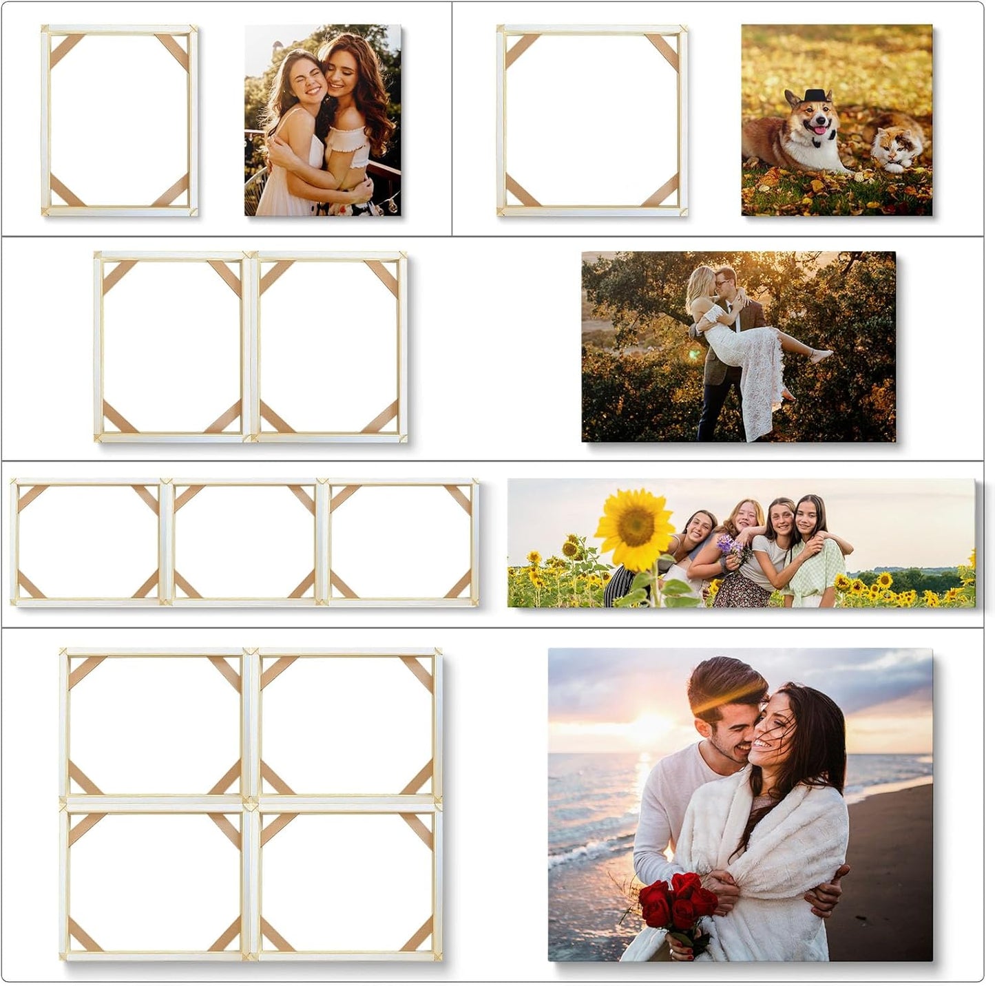 4pcs DIY Wooden Canvas Stretcher Bars Canvas Frame Kit for Gallery Wraps – Sturdy Solid Wood Bars for Oil Paintings, Gallery, Posters, Diamond Painting, Home Studio Wall Decor