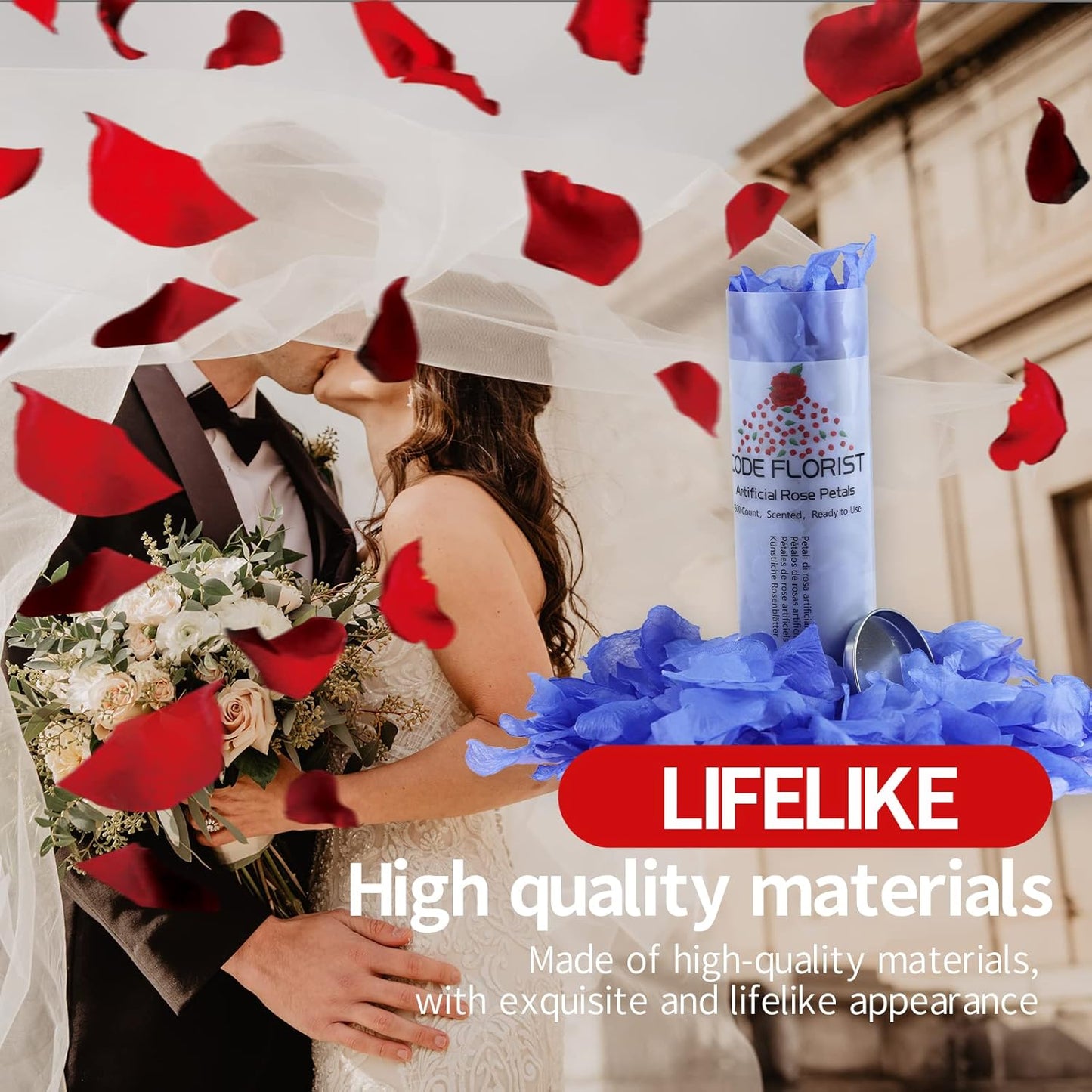 CODE FLORIST 1500 PCS Light Blue Silk Rose Petals for Valentine's Day,Romantic Night,Wedding,Proposal Anniversary Flower Decorations(Separated,Scented)