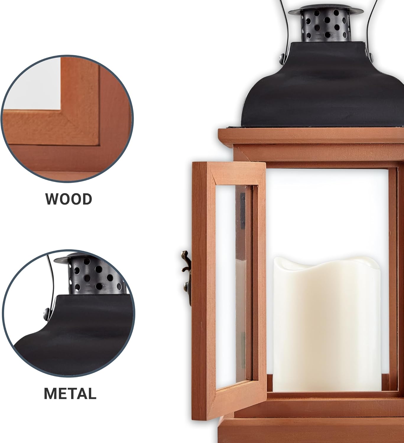 Let's Make Memories Personalized Memorial Lantern - Sympathy - Condolences - in Memory - LED Candle - Automatic Timer - Wood/Metal - Wings of Love