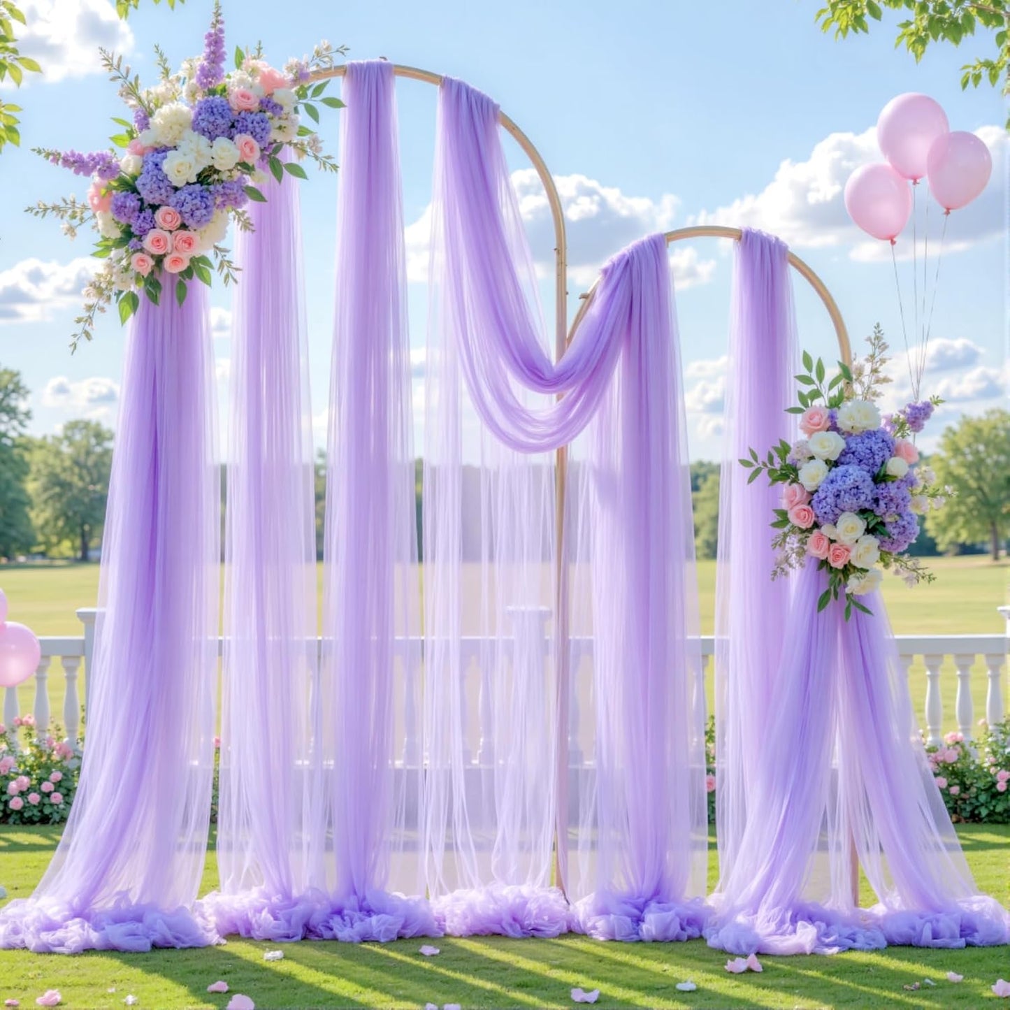 Wedding Arch Draping Fabric Backdrop 2 Panel 30" x 19Ft Purple Drapes Curtains for Wedding Reception Sheer Tulle Backdrop Curtain for Ceremony Birthday Party Baby Shower Arbor Ceiling Decorations