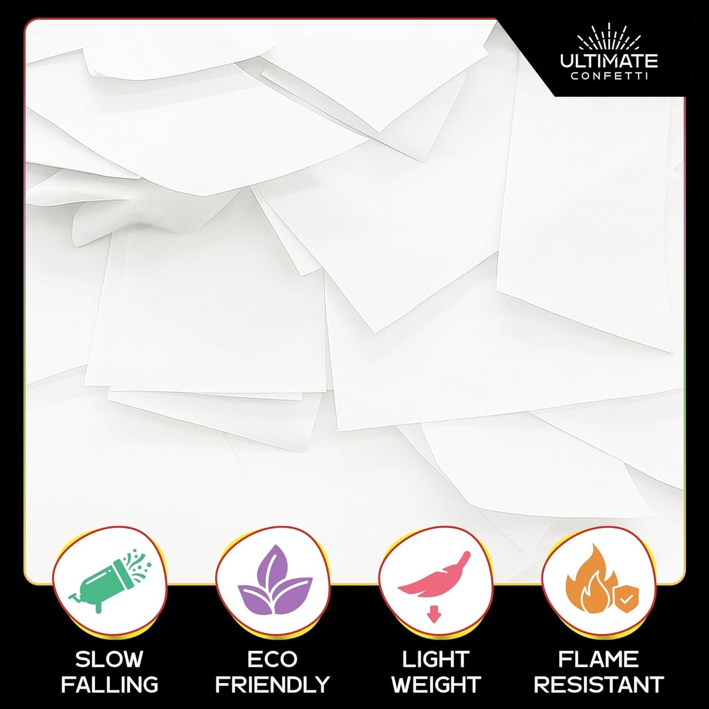 White Biodegradable Confetti - Rectangular Fluttering Tissue Paper Confetti for Cannon and Launcher use – Best for Gender Reveal, Parties, Concerts and Weddings - 20 lb, 320 oz