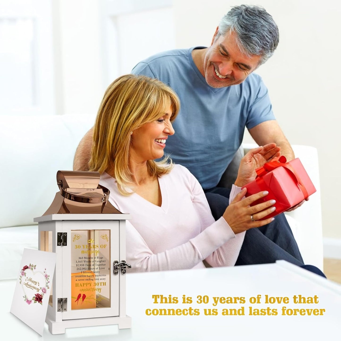 30th Wedding Anniversary Lantern 30th Anniversary Wedding Gifts for Couple Parents Grandparents Husband Wife, Happy 30th Anniversary Decoration