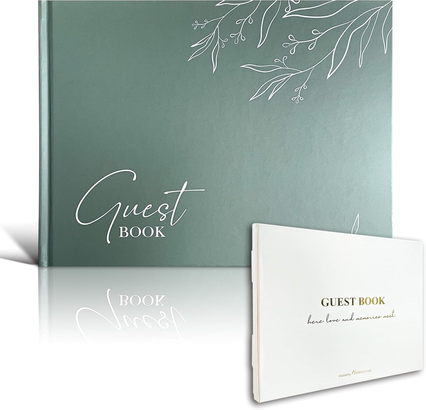 Mr&MrsGifts Elegant Wedding Guest Book Wedding Reception Hard Cover Guest Sign in Book for Bridal and Baby Shower(Sage Green)