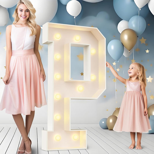 Ledido 4FT Marquee Light Up Letters Large Light Up Letters for Party Decoration, Marquee Letter for Birthday Graduation Baby Shower Wedding, Pre-cut Foam Board Assembly Required Letter P