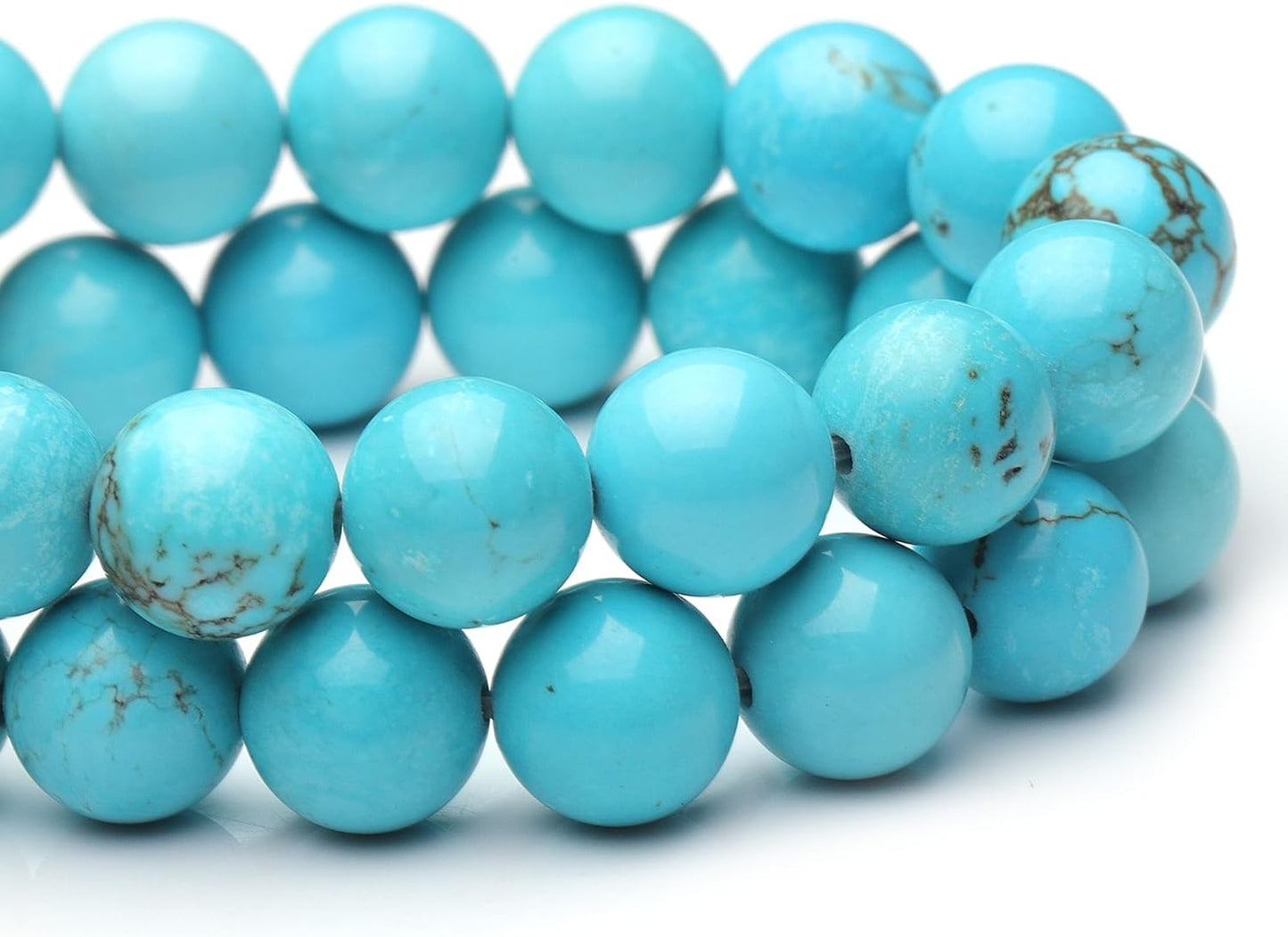 8mm Natural Stone Beads for Jewelry Making,Blue Turquoise Polished Smooth Round Gemstone Beads for Bracelet Necklace 16 Inch