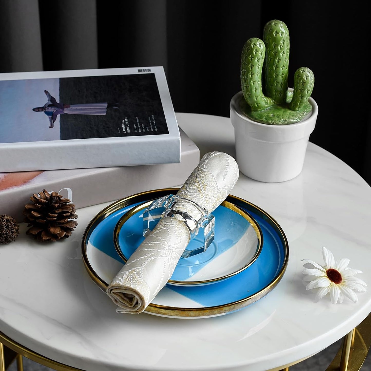 Crystal Napkin Rings, Elegant Table Decor Holders for Wedding, Christmas, Thanksgiving, Holiday Dining, 12 Pack