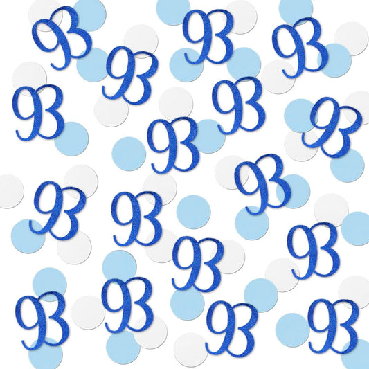 Blue Glitter 93 Confetti, 93rd Birthday Number Confetti, 200pcs Anniversary Party Table Decoration Supplies