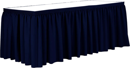 Ultimate Textile Pleat Polyester Fabric Table Skirt - Machine Washable Flame Resistant with Clips for Events, Weddings & Trade Shows, Cut & Sewn in Paterson, NJ - Deep Royal, 17' Shirred Pleat