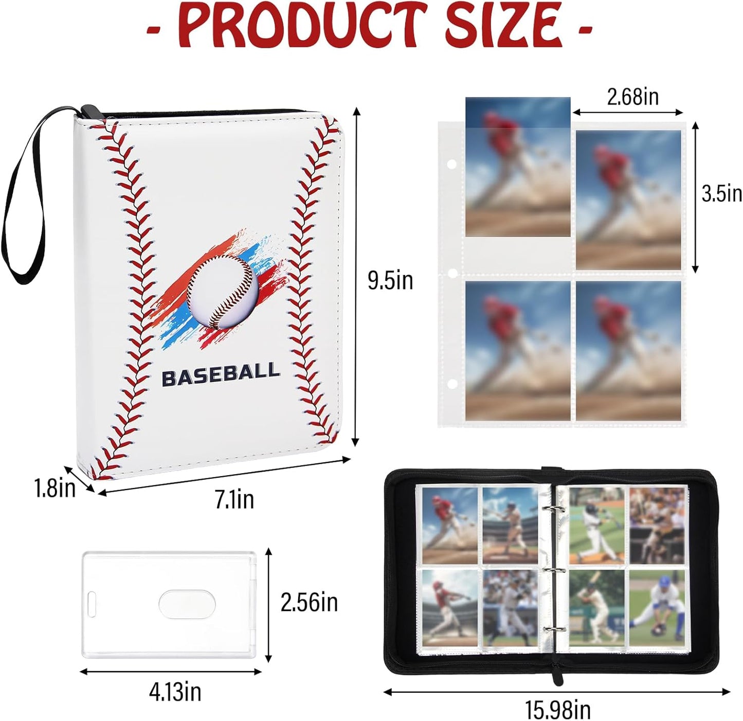 Baseball Card Binder,Trading Card Binder 4 Pocket,400 Pockets Card Holder with 50 Removable Sleeves,Trading Card Albums for Game Cards,Premium Card Book, Game Cards & Sports Cards White