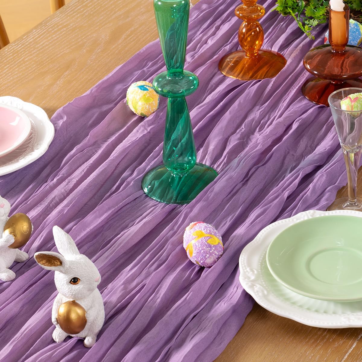 Lavender Purple Cheesecloth Table Runner 6 Pack Fall Table Runners Boho Gauze 120 Inches Cheese Cloth Fall Table Decorations for Thanksgiving Wedding Bridal Baby Shower Birthday Garden Party