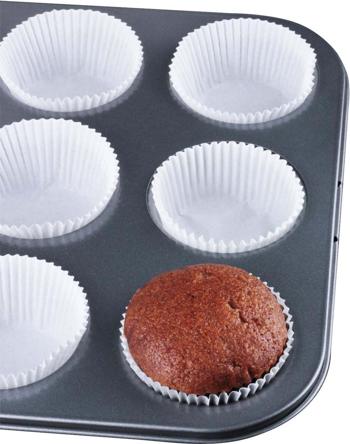 Caperci Standard White Cupcake Liners 500 Count, No Smell, Food Grade & Grease-Proof Baking Cups Paper