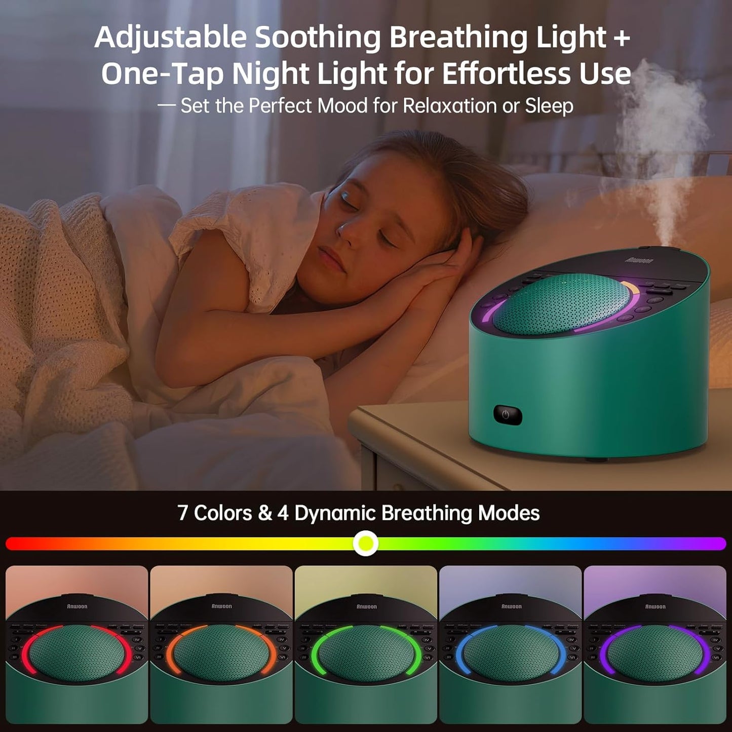 Sound Machine & Aroma Diffuser Pro 4-in-1 Sleep System, Premium Metal Shell with Schumann Resonance &Night Light, White Noise &50+ Natural Sounds -for Sleep, Focus, Relaxation -Adults Kids Baby