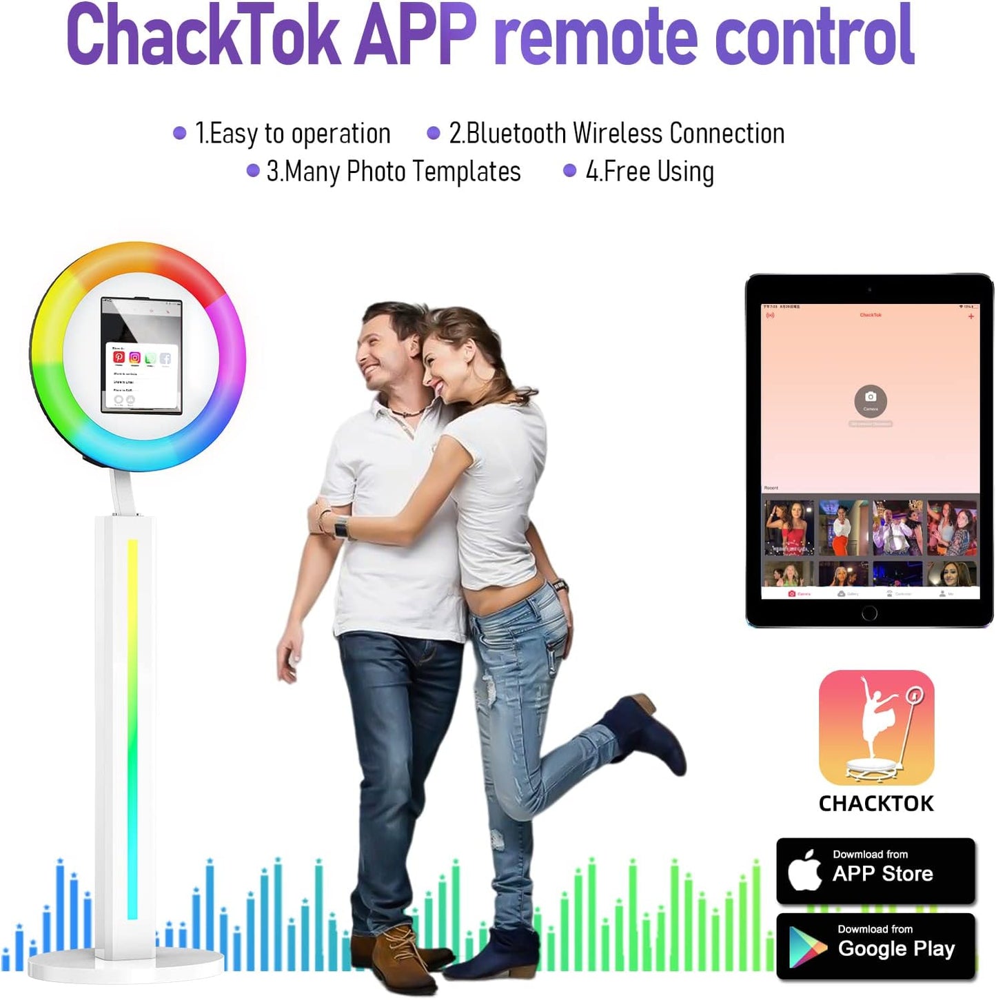 HARZHI Portable Photo Booth Compatible with Ipad 12.9in 10.9in 10.2in,for Ipad Photo Booth Shell Stand Stand Provide Chacktok PhotoBooth Software for Party and Wedding, Flight Case