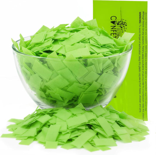 Rectangular Biodegradable Confetti – light Green Fluttering Tissue Paper Confetti for Cannon and Launcher use - Wedding Confeti, Birthday, Parties and Live Events - 1 lb, 16 oz
