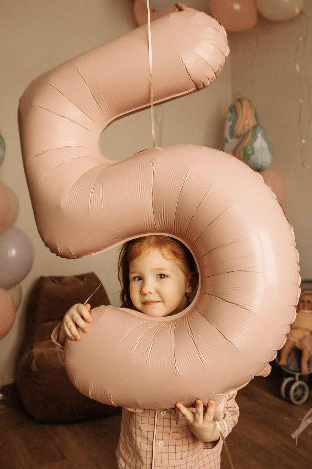 Large Light Brown 40 Inch Birthday Number 5 Balloon, Light Brown Five 5th 15 25 35 50 55 Birthday Anniversary Celebration Decorations, Foil Mylar Helium Numbers 5 Balloons Girl Boy Party Supplies