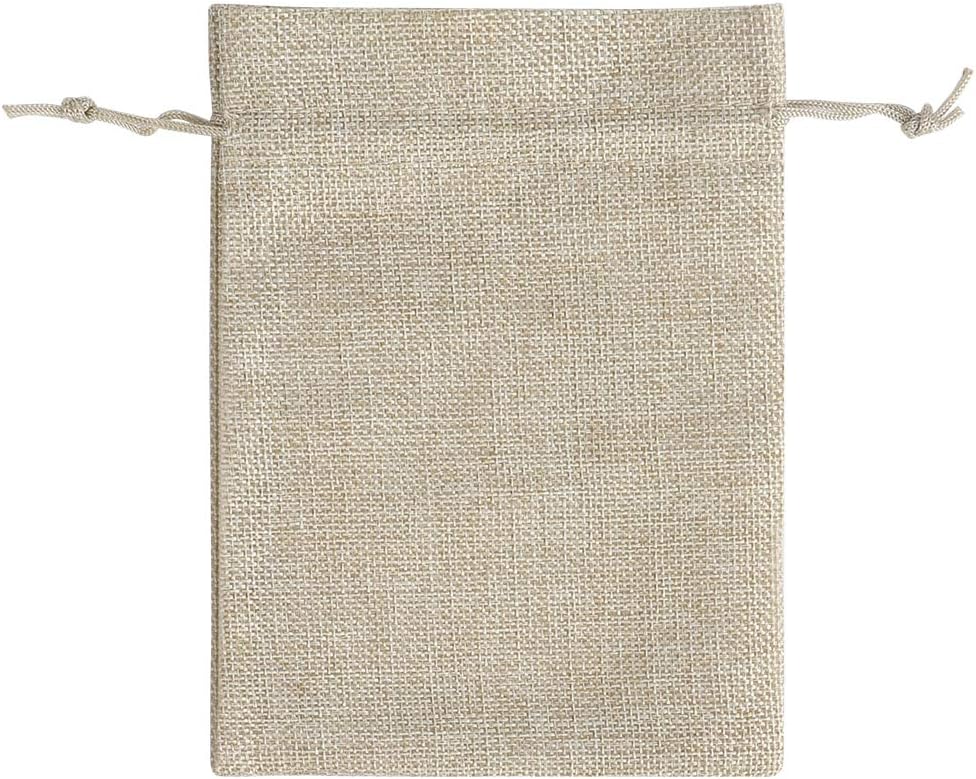 Lucky Monet 25/50/100PCS Burlap Gift Bags Wedding Hessian Jute Bags Linen Jewelry Pouches with Drawstring for Birthday, Party, Wedding Favors, Present, Art and DIY Craft (50Pcs, Cream, 5” x 7”)