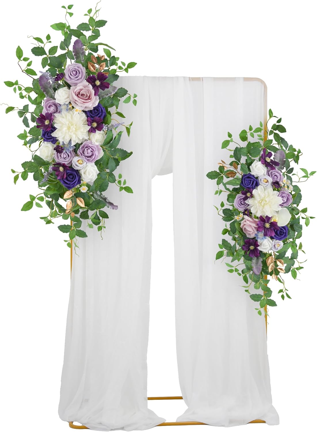 Wedding Arch Flower Kit of 2 - Artificial Flower Swag Wedding Welcome Sign Decorative Floral Swags for Wedding Reception Ceremony Signs Wedding Chair Ceremony Floral Decor (Lilac & Ivory)