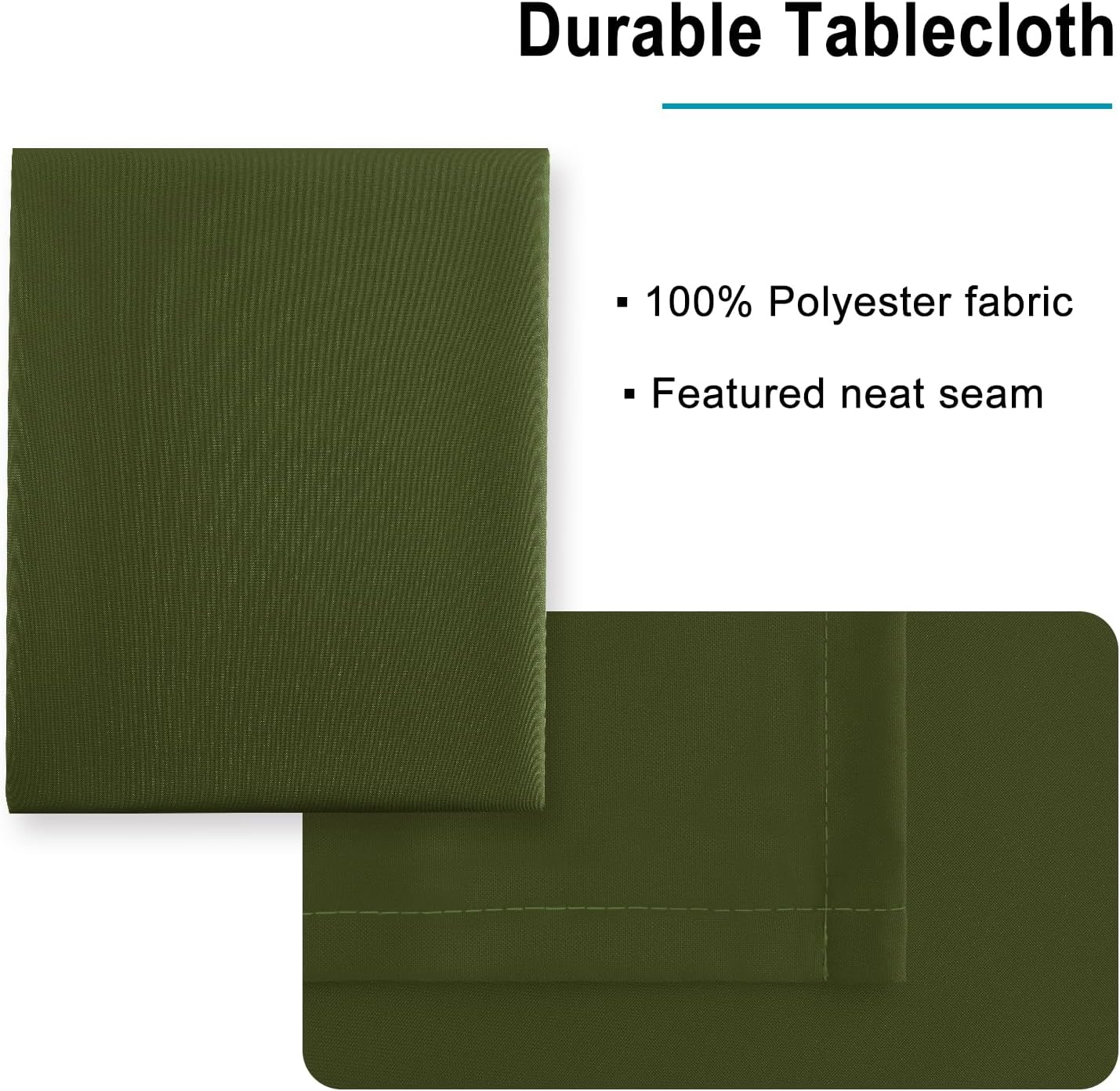Hiasan Olive Green Square Tablecloth - Waterproof and Spillproof Restaurant Washable Polyester Table Cloth for Dining Room, 54 x 54 Inch