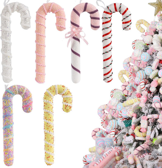 LANGXUN 6pcs Candy Land 2025 Xmas Birthday Party Wedding Suppiles Decoration, Hanging Candy Cane Christmas Tree Décor, Christmas Decorative Hanging Ornaments Crafts