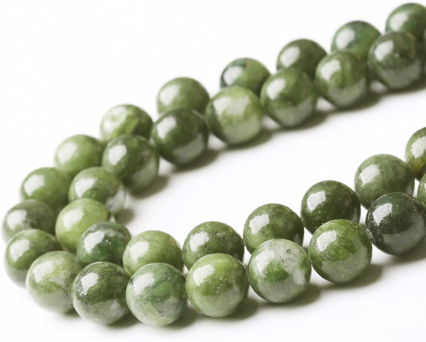 Matcha Green Jade Stone Beads Gemstone Round Crystal Energy Jade Beads Stone Beads for Jewelry Making DIY Bracelet Necklace Jewelry Making 1 Strand 15.5inch 45PCS 8MM