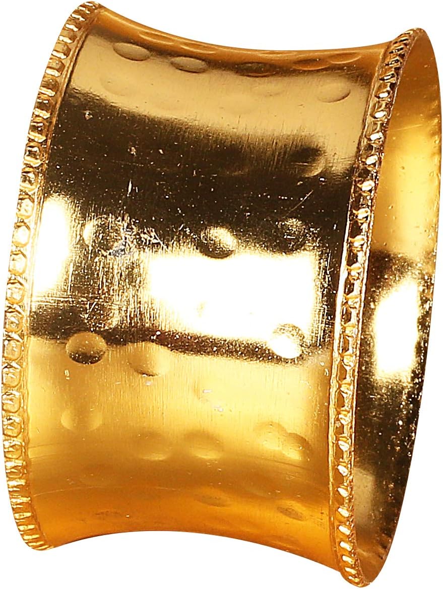 Everyday Metal Napkin Rings Set of 12 – Handmade Hammered Gold Napkin Holders for Weddings, Dinner Parties, Family Gatherings & Daily Table Décor