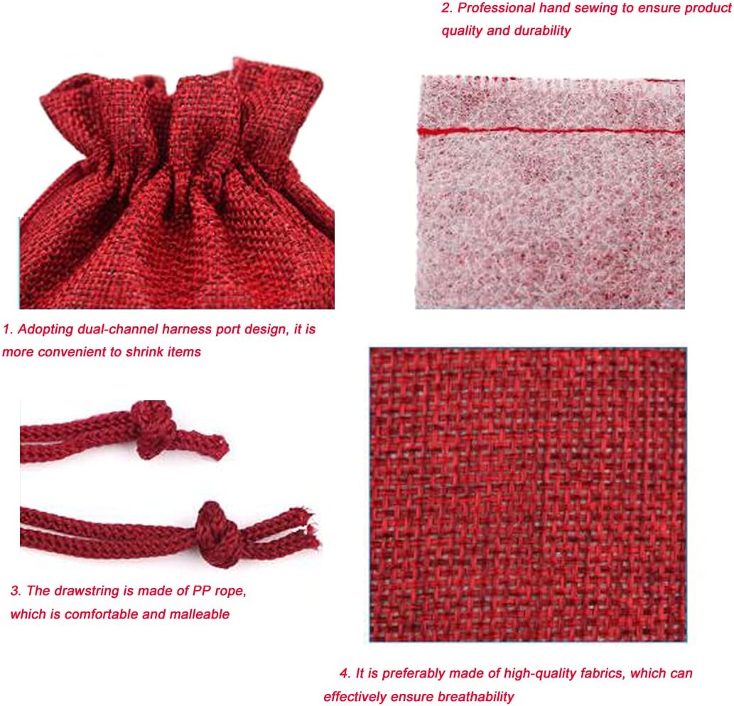 50 Pcs Burlap Bags with Drawstring,3.9"x5.5" Gift Bags Jewelry Pouch Bags for Candy Packing Party Favors Wedding Holiday DIY Craft(Pink)