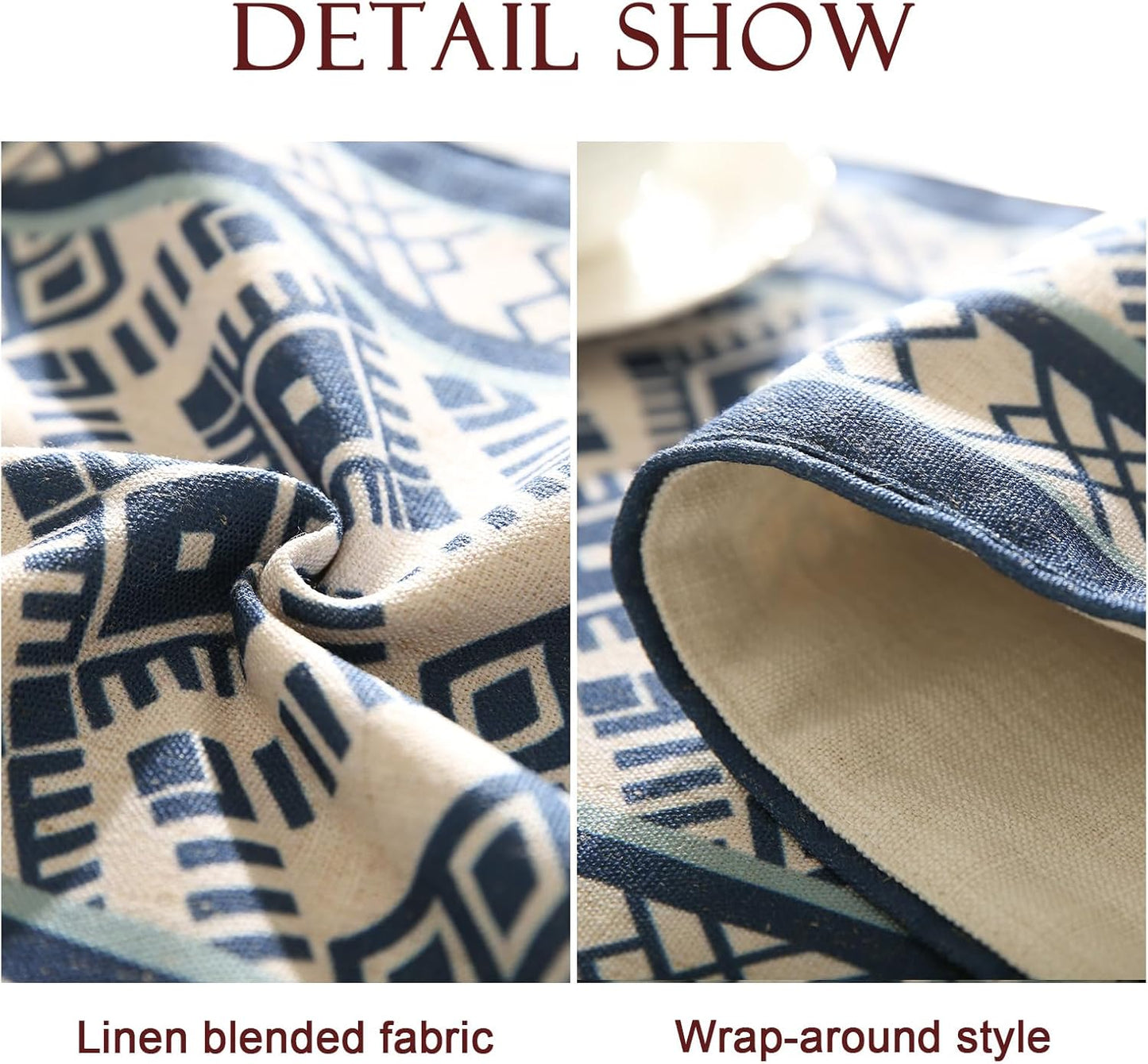 Chinoiserie Blue Stripe Table Runner for Table,Decorative Print Linen 71 Inches Long Table Runners,Decor Tabletop for Kitchen,Dining,Tea Party,Home,Christmas,12"*71"