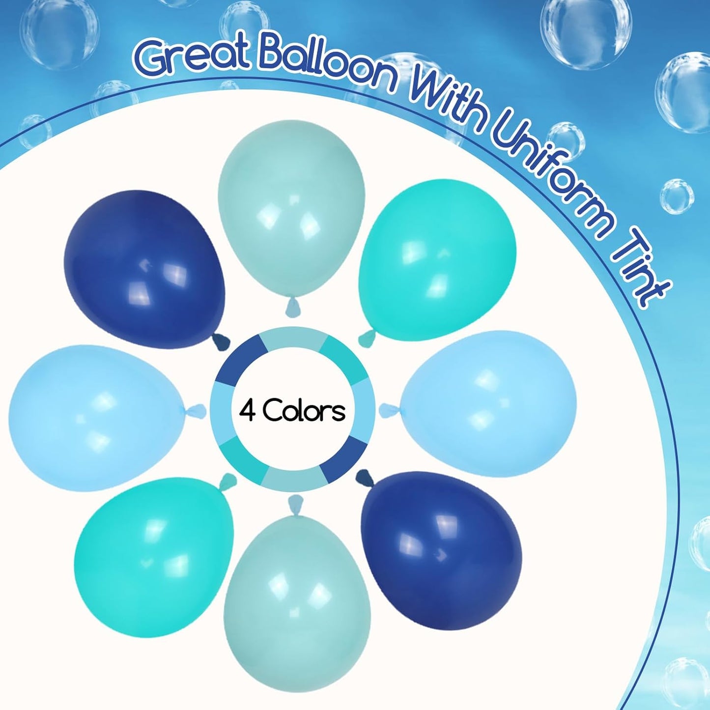 60pcs Under the Sea Balloons, Ocean Balloon with Light Blue Dusty Blue Teal Clear Balloons for Ocean Themed Under the Sea Baby Shower Birthday Party Decorations