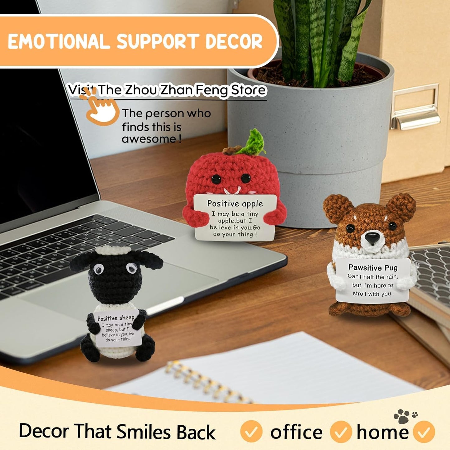 Handmade Crochet Gifts for Women & Men-Heartwarming Apple Emotional Support,Funny Unique Cute Presents for Her,Him,Friends,Coworkers & Family