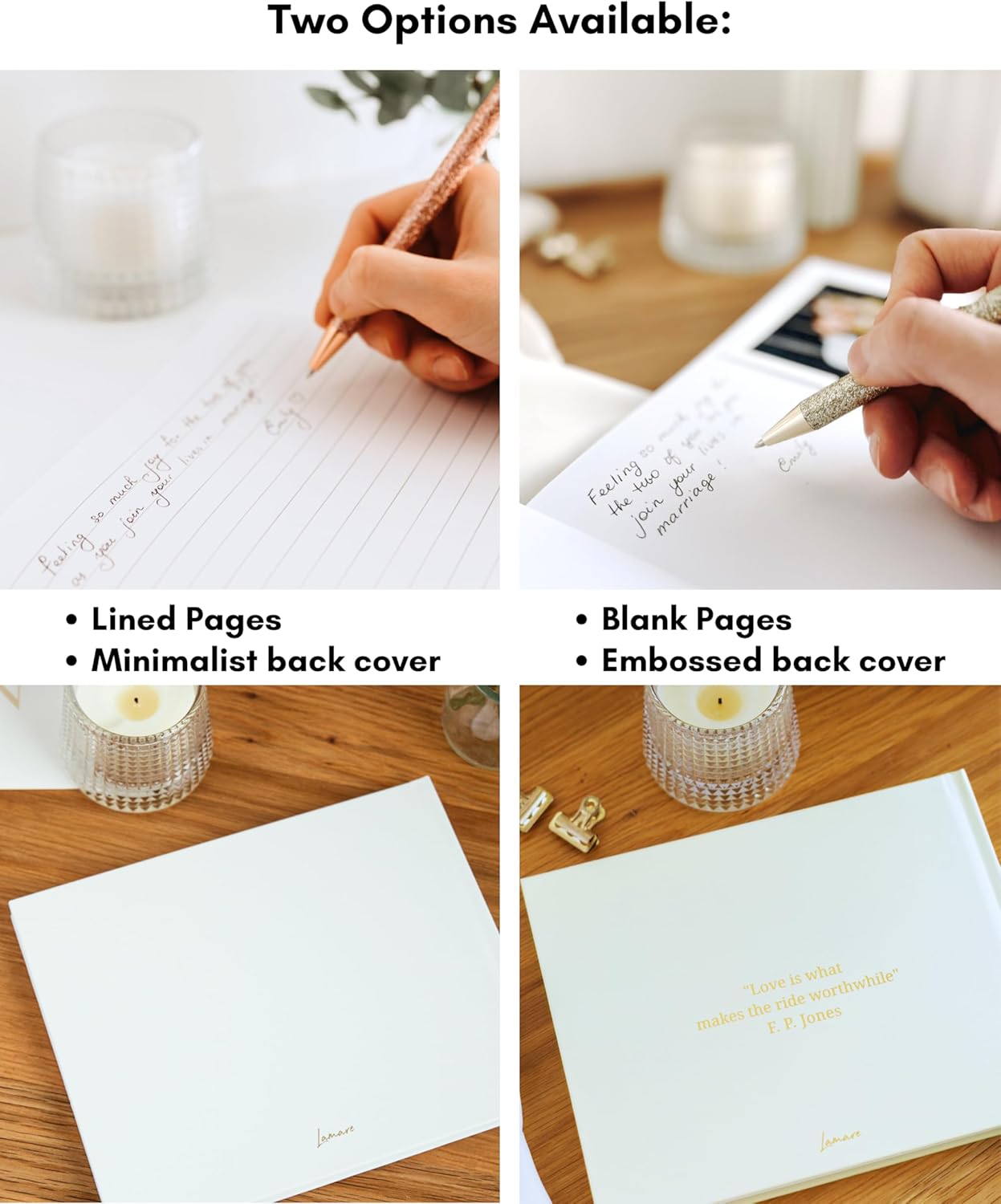 Lamare Blank Page Wedding Guest Book – Polaroid Guest Book for Wedding Reception, Baby Shower, Birthday, Bridal Shower and Special Event Guestbook – A Stylish Sign in Book for Party