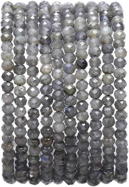 Faceted Natural Spectrolite Stone Rondelle 3x4mm Loose Semi Gemstone Beads for Jewelry Making 38cm