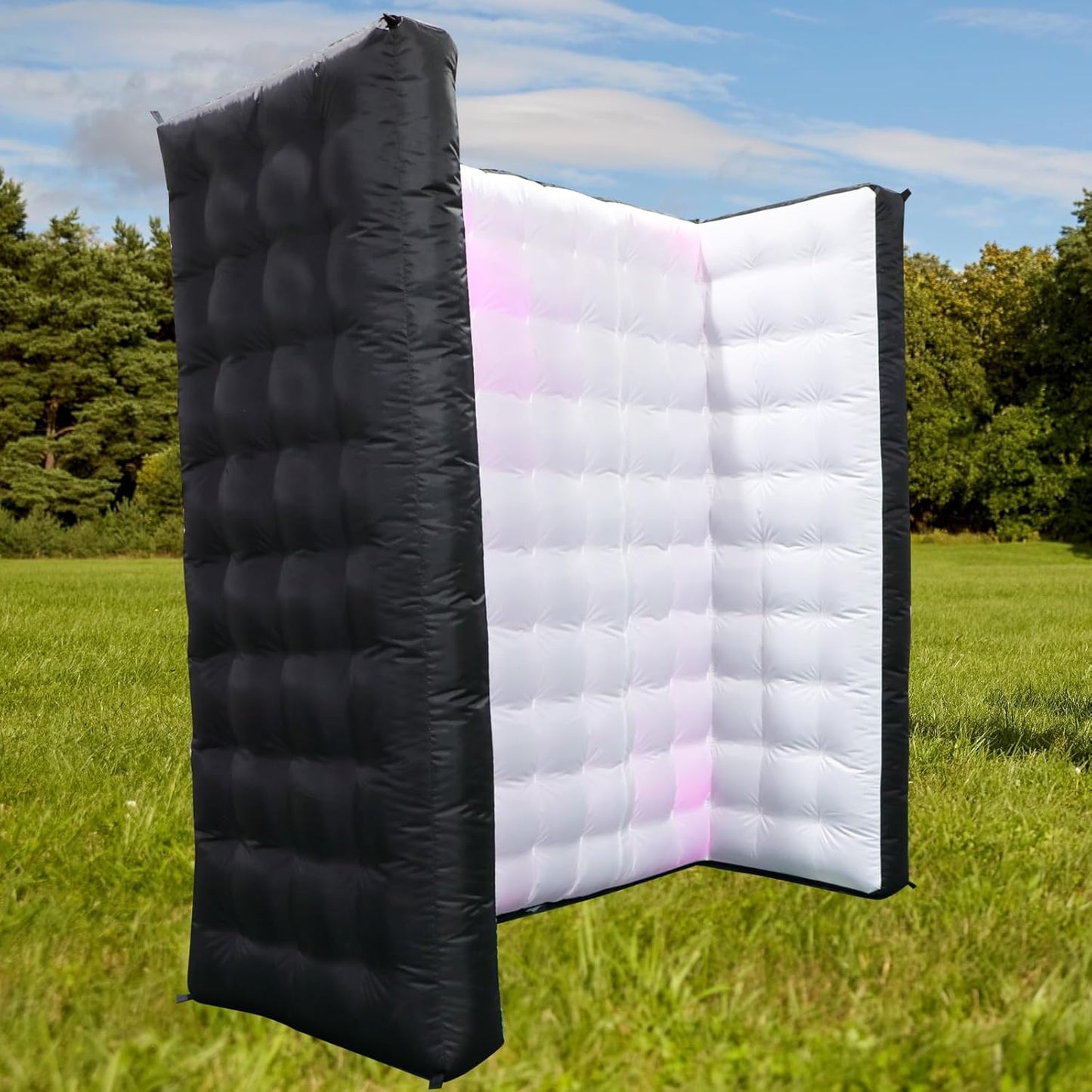 Inflatable Photo Booth Wall Background Curved Wall Background Party with Led Lights,Use in Advertising, Bars, Events, Trade Shows