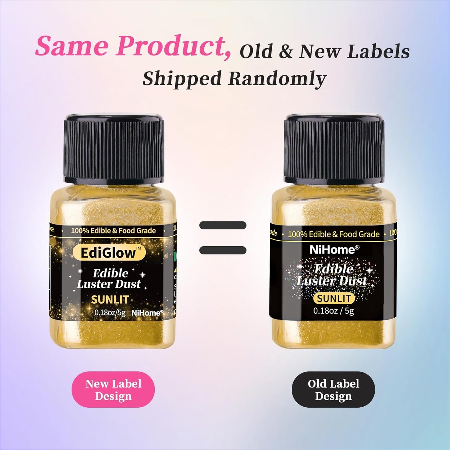 NiHome Edible Food-Grade Glimmer Powder Glitter Luster Dust Metallic Food Decorating Sprinkle Glimmery Dust for Drink Wine Beverage Cake Candy Dessert Bakery Restaurant Vegan (0.18oz/5g, Red)