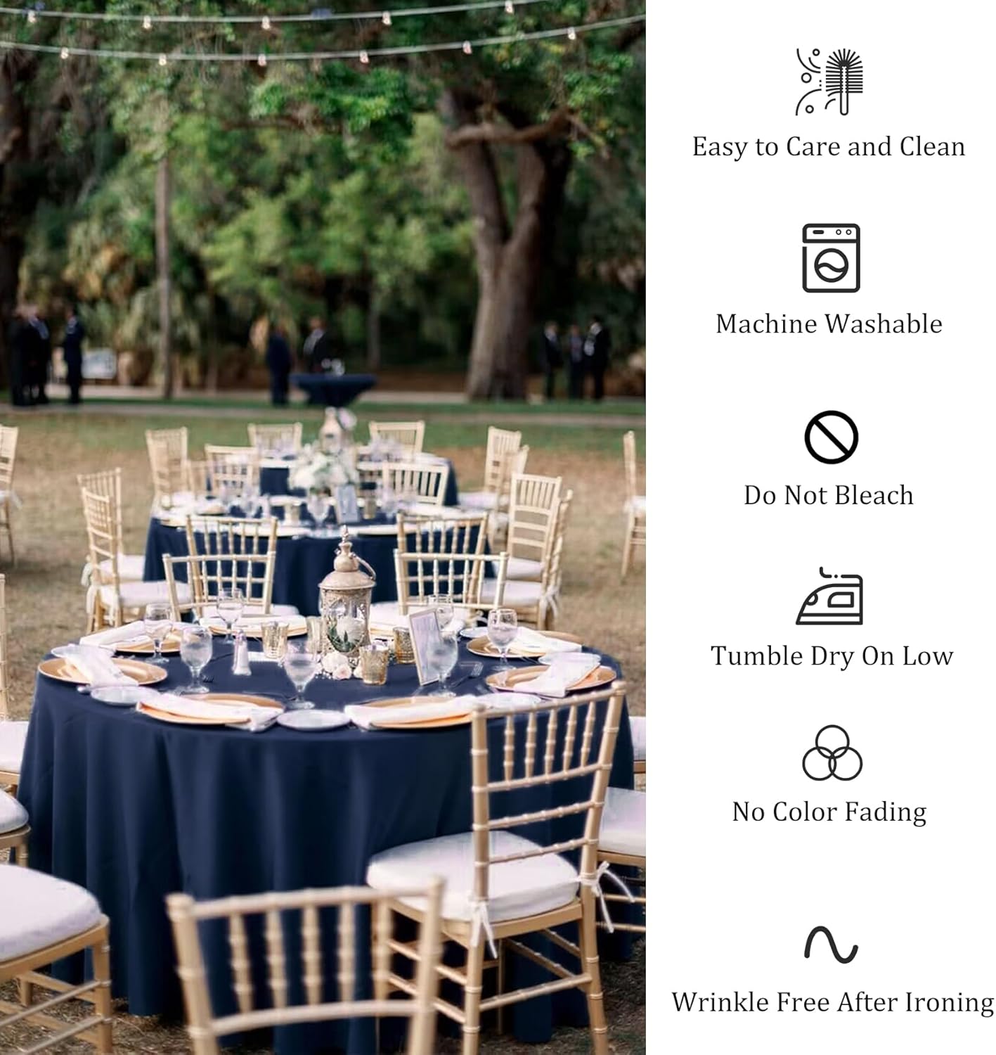 8 Pack Premium Round Tablecloth 120 Inch Round Table Covers Washable Polyester Fabric Round Table Clothes for Wedding Party Reception Banquet Buffet Restaurant (Navy Blue, 120 Inch)