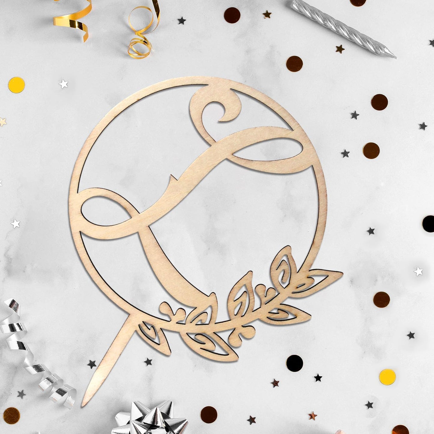 LINGTEER Personalized Inital Letter L Wooden Cake Topper Perfect for Birthday Rustic Wedding Anniversary Party Keepsake Decoration