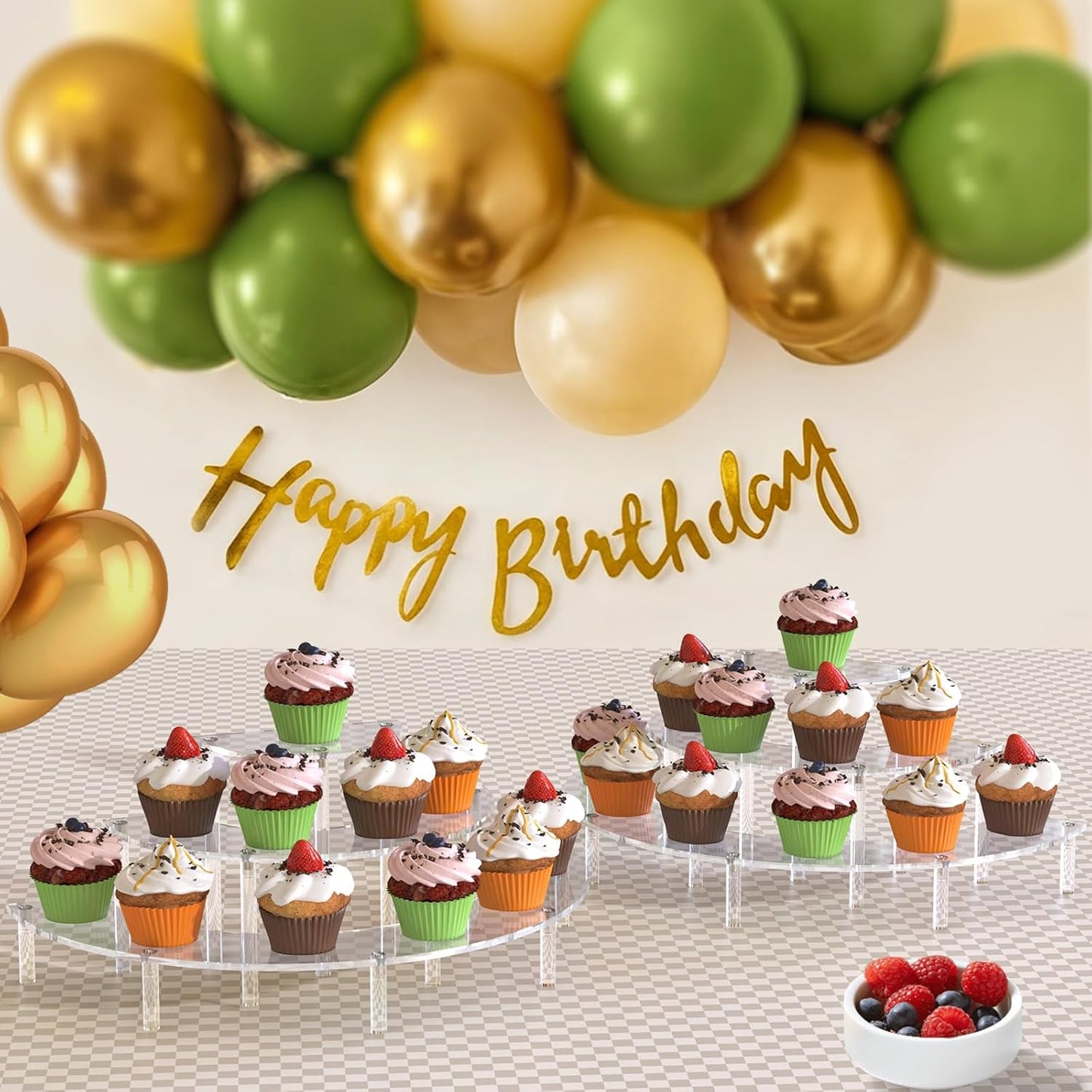 3 Tier Acrylic Display Risers, Half Moon Cupcake Stand, Clear Perfume Organizer, Dessert Stand for Display, Clear Display Stand for Food, Cupcake, Perfume, Collections