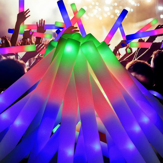 EXCECAR 208PCS Foam Glow Sticks Bulk Party Pack, Foam Light Up Sticks, Light Up Foam Sticks, 3 Mode Colorful Flashing, Glow in The Dark Sticks for Wedding Halloween Christmas Concert Party Supplies