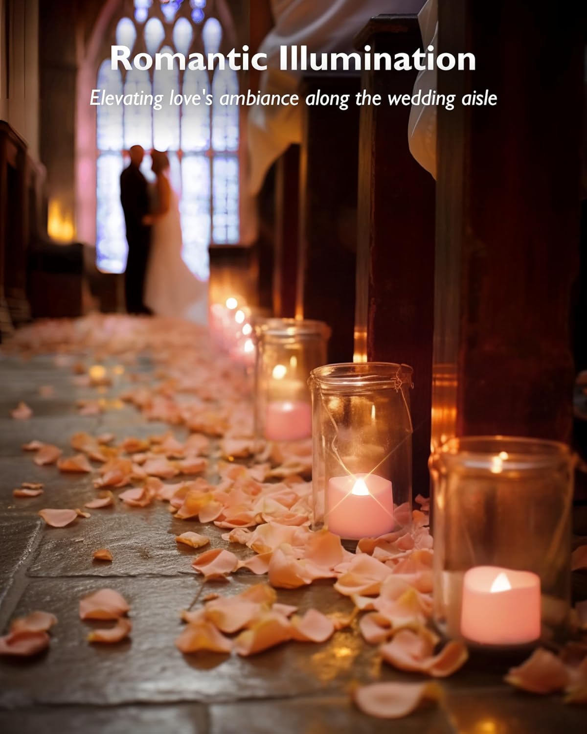 Homemory Pink Tea Lights Candles Battery Operated, 200+Hour Flameless Flickering Fake Electric LED Colored Tealights Candles for Romantic Wedding Decor, Baby Showers, Proposal, Valentine's, 24-Pack