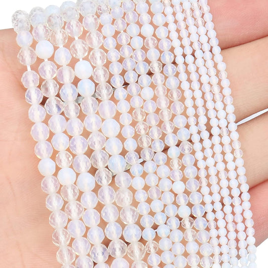 Song Xi 90pcs 4mm Natural Opal Gemstone Beads Faceted Round Loose Stone Beads for Jewelry Making
