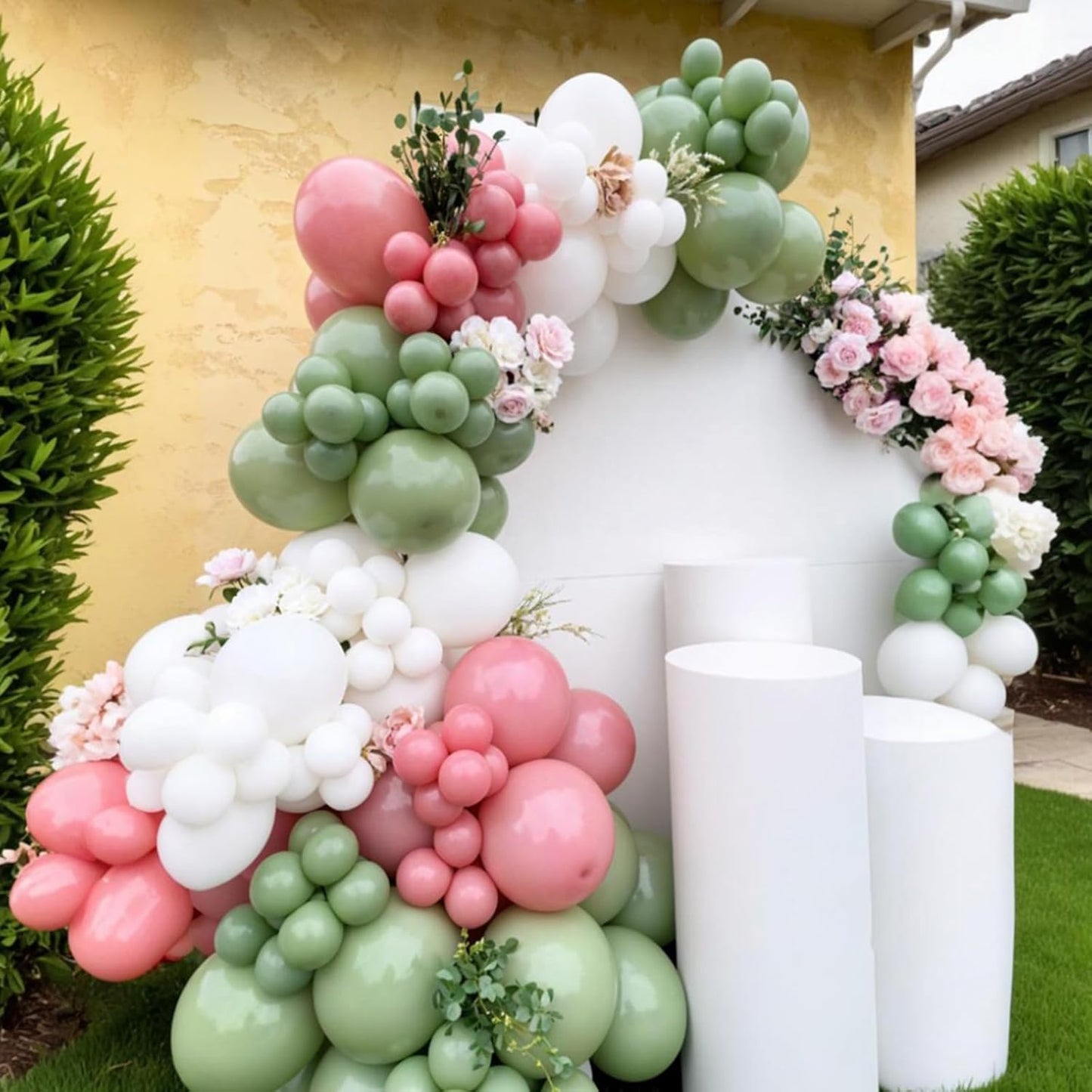 Pink And Green Balloons, 60pcs Sage Green And Pink Balloons, Sand Cream White Balloon, Gold Confetti Balloon For Girls Women Lady Birthday Baby Shower Spring Garden Theme Party Wedding Decorations