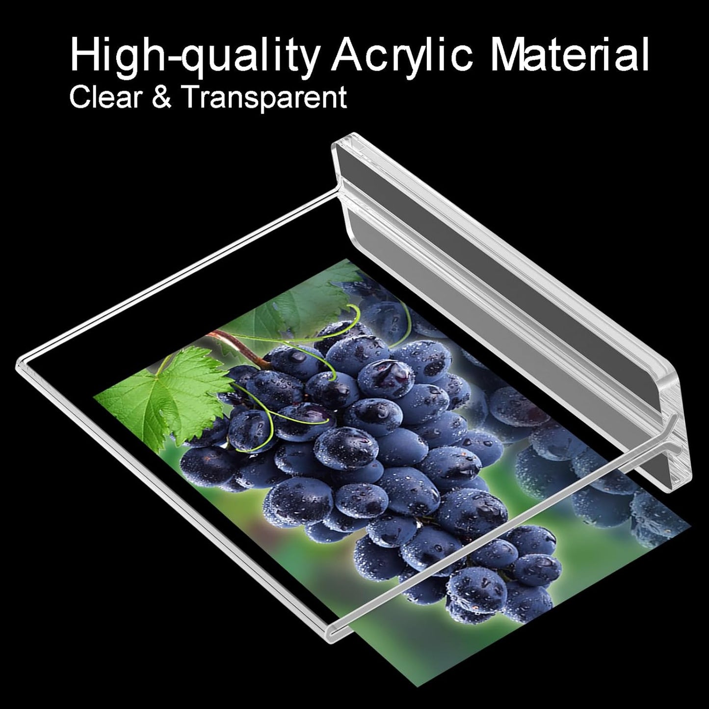BlueValley Clear Acrylic Sign Holder 7x5 Inch - 12 Pack Double Sided Lucite Plastic Paper Display Stand for Brochure, Tabletop Sign, Document Picture Frame For Office Retail Catering Menu Show Fair Vendor Events