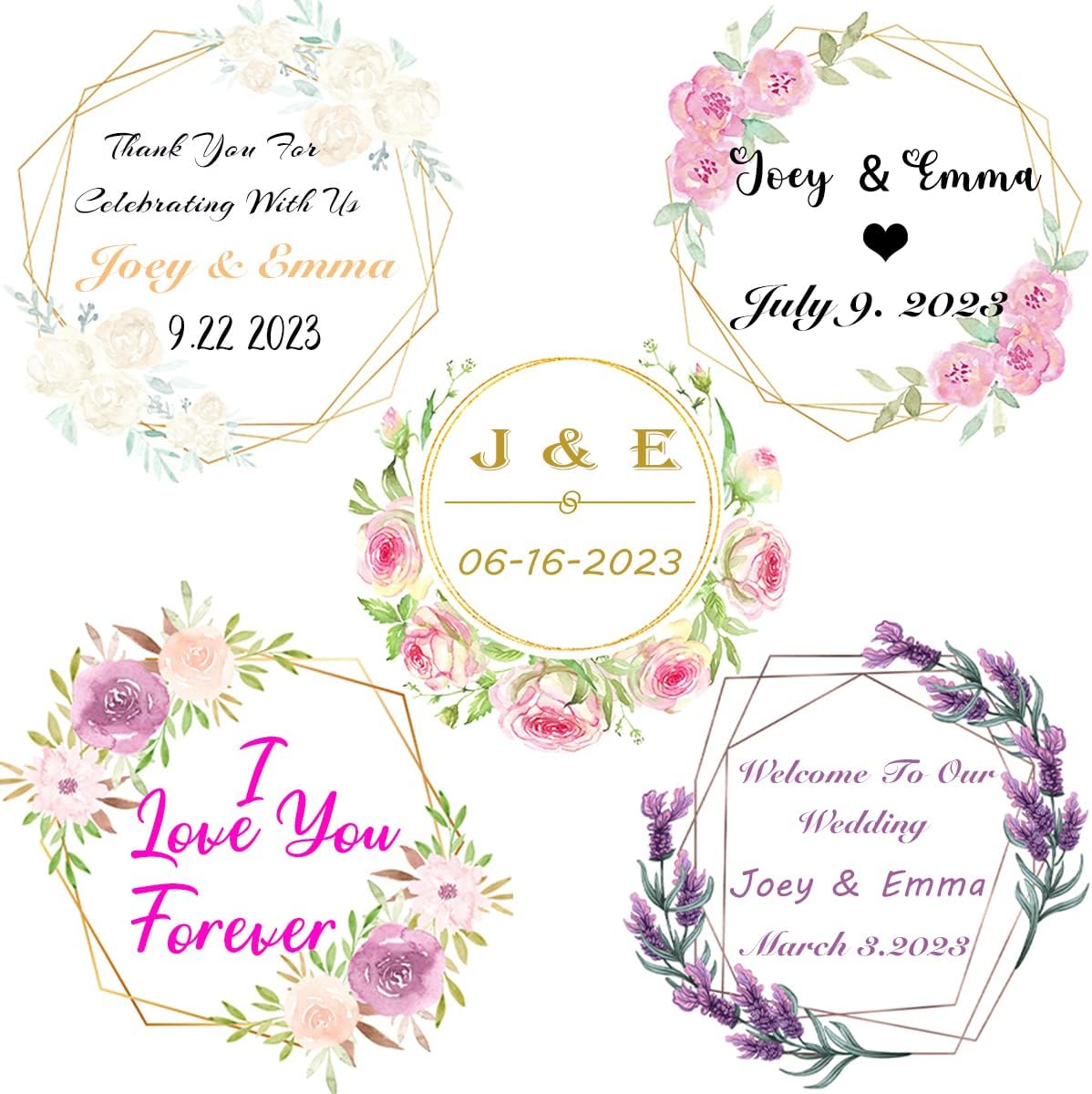 300 Pack Custom Stickers Personalized Labels for Business Logo Customized Vinyl Wedding Favors Birthday Baby Bridal Shower Make Your Own 1 Inch-10 Inch,lable-flower300