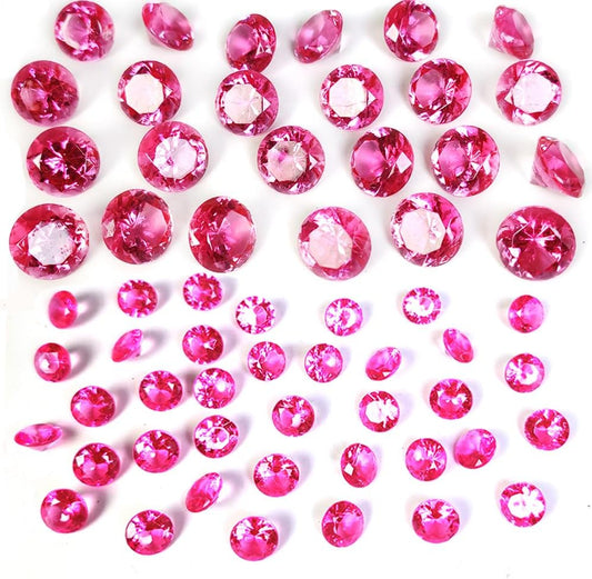 HappyFiller 720 Pcs Fuchsia Acrylic Diamonds Gems for Wedding Decorations Table Scatters,Vase Fillers, Treasure Gemstones,Bridal Shower,Floral Home Centerpieces,Party Favor,14 OZ,0.8/0.4 Inch Mix