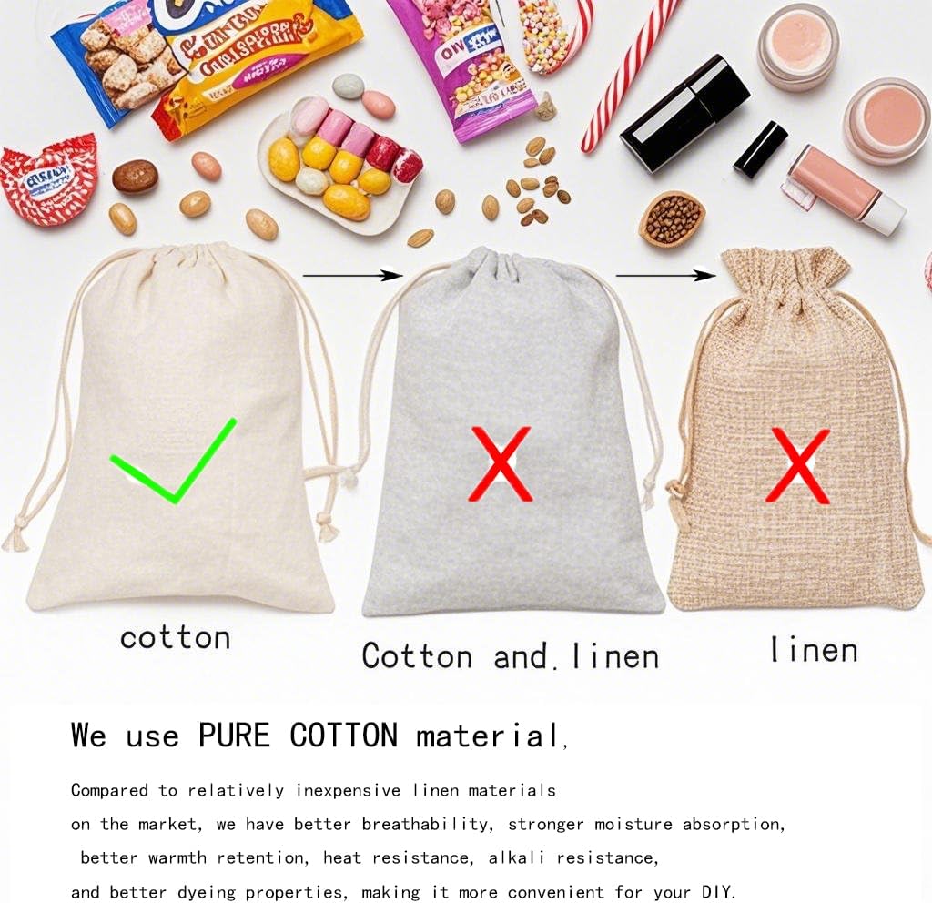 gobyhumm 20 Pieces Muslin Bags Cotton Drawstring Bags Sachet Bag for Home Supplies （5 * 7"）