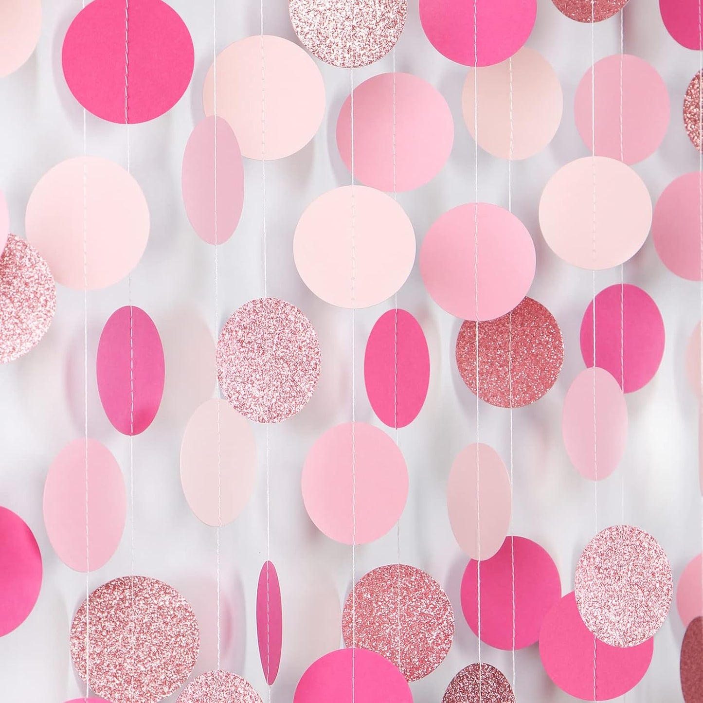 Hot-Pink Rose-Gold Party Decorations Garland - 52ft Wedding Bridal Shower Hanging Decoration Streamers Banner,Baby Girl Birthday Bachelorette Engagement Mohters Brunch Decor Panduola