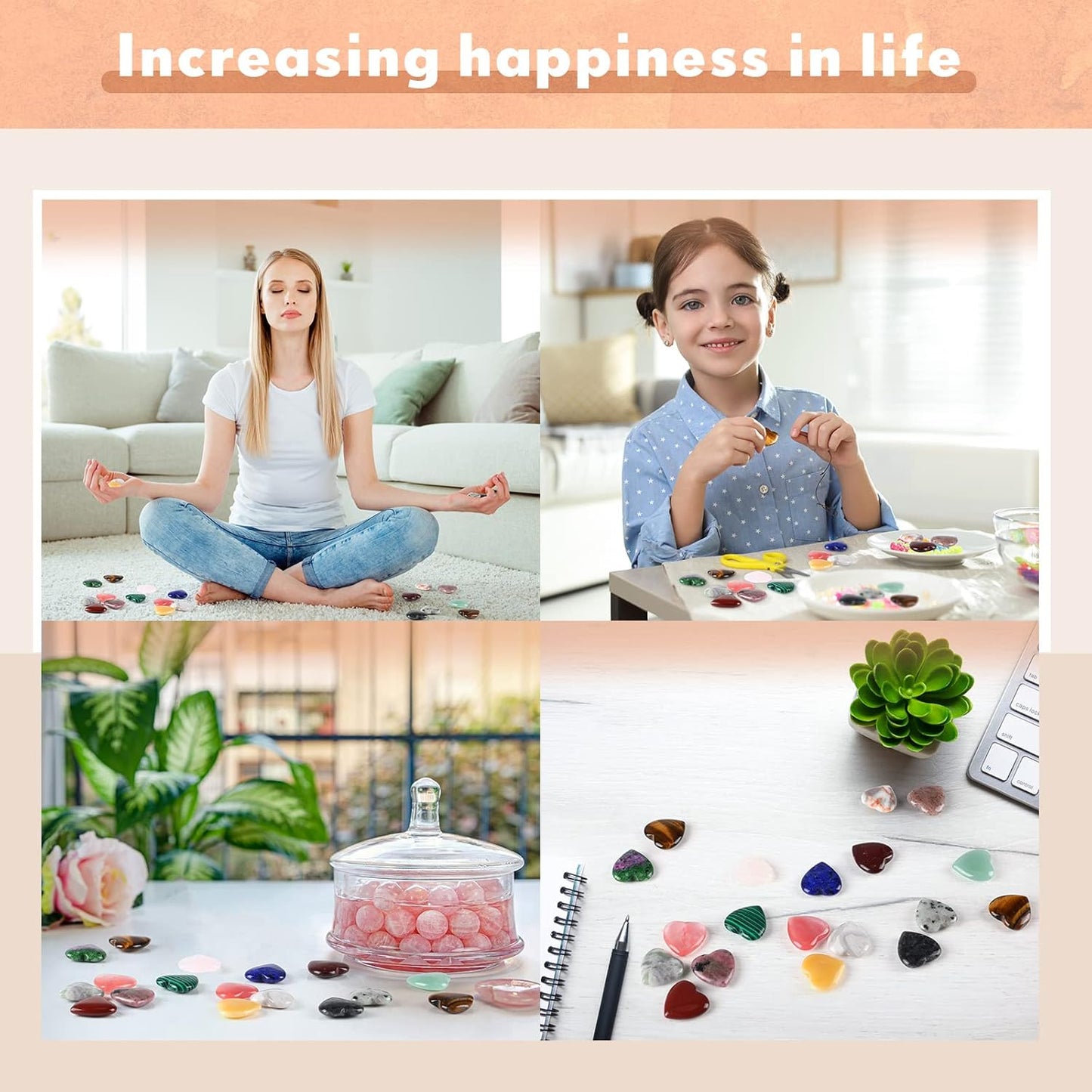 Nuenen 40 Pcs 0.8 Inch Worry Stone Bulk Crystals Heart Shaped Rock Tiny Trinkets Stone Inspirational Healing Crystal Gemstone Love Carved Rock Mom Women