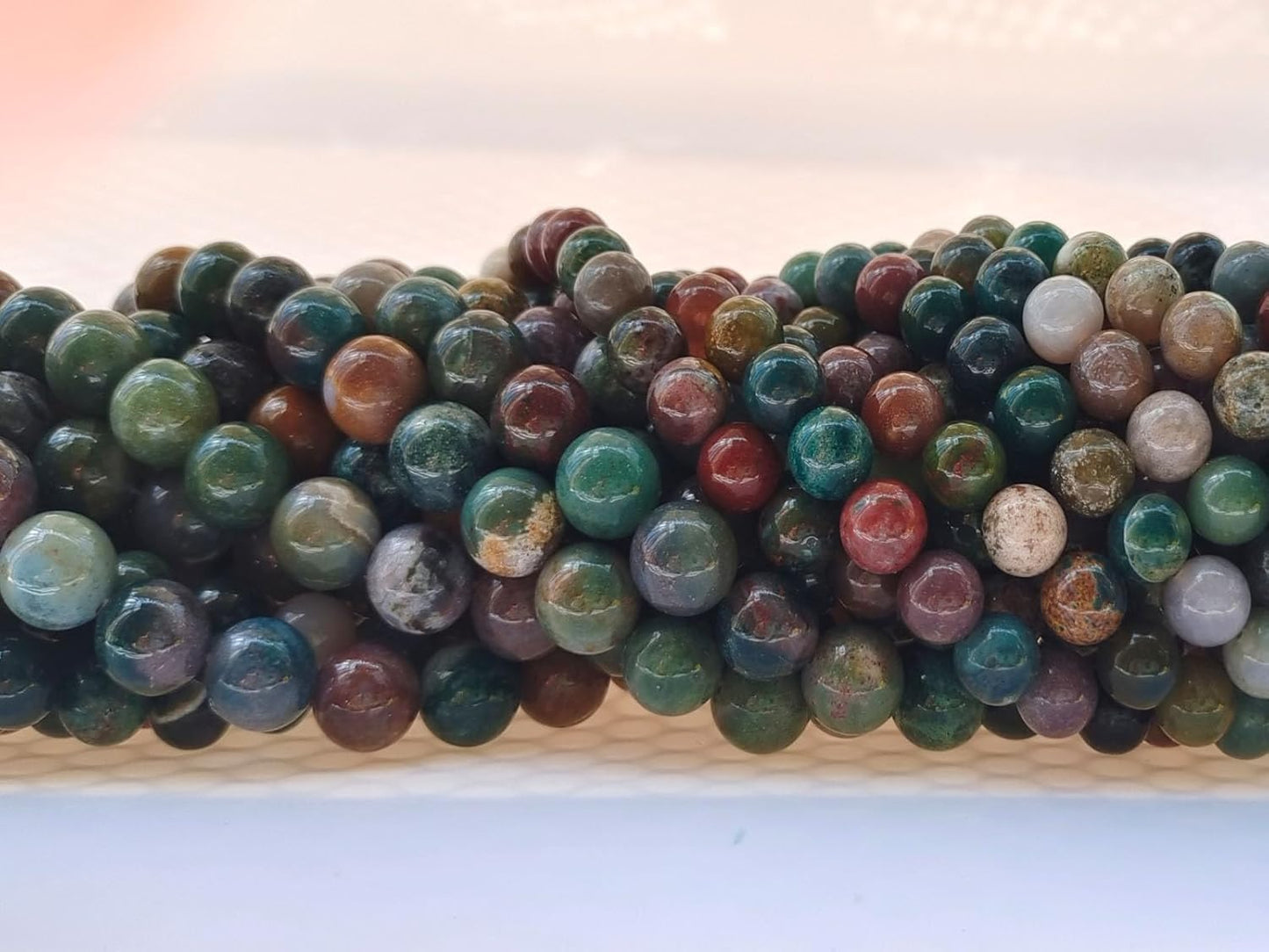 Stone Beads 8mm 100pcs Indian Agate Beads Round Loose Gemstones Beads for Bracelet Necklace Jewelry Making (8mm, 60807 Indian Agate)