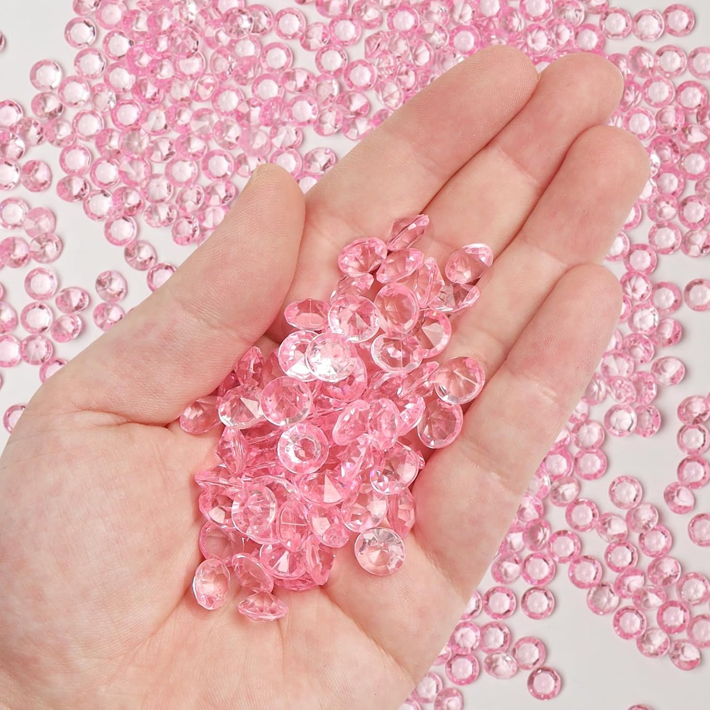 Acrylic Diamonds 10mm Clear Crystals Gems Table Scatter Gemstones for Decoration Wedding Party Birthday Bridal Shower Vase Filler (1000PCS Pink)