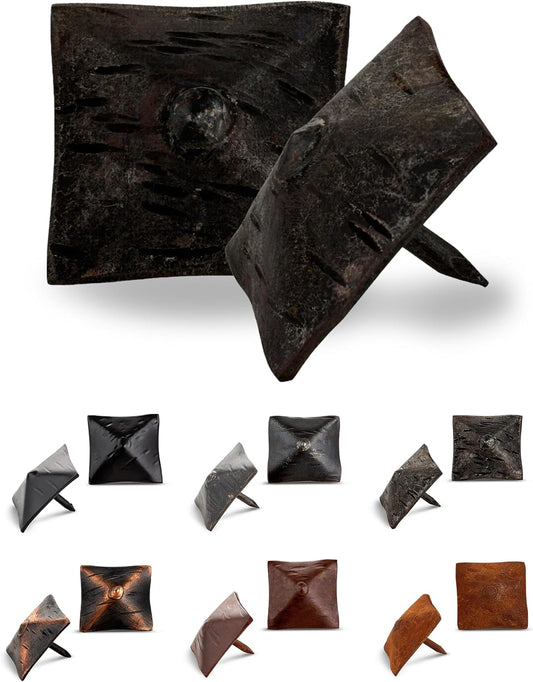 25 Pack 1.25" Square Head Iron Clavos Decorative Nails – Unfinished – Handmade Rustic Square Fasteners for Farmhouse Shutters, Faux Wood, Barn Doors, Shutters, and Gates – Ornamental Wood Accent